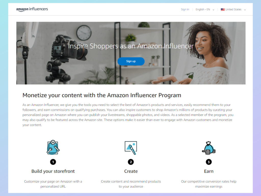 Amazon influencer storefront examples
